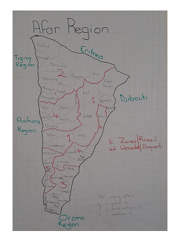 Hand drawn map of Afar